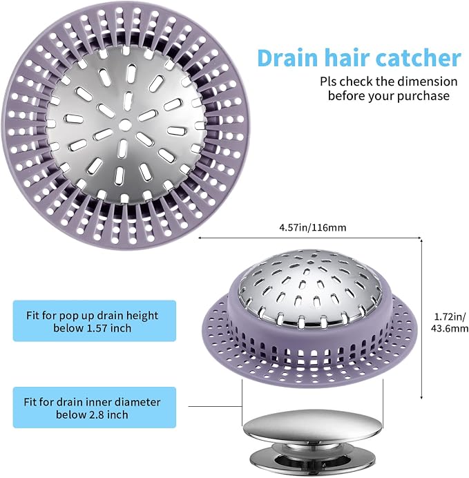 Aluvor Bathtub Drain Hair Catcher Shower Drain Cover Sink Drain Protector | - Image 2