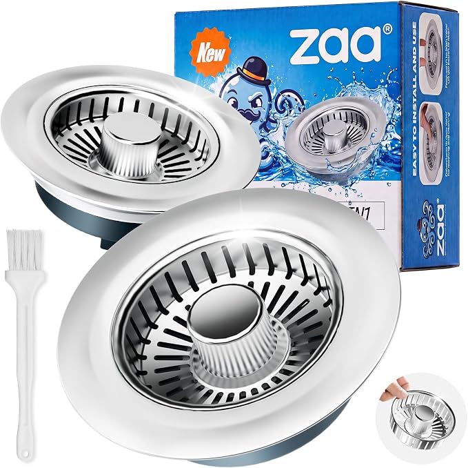 zaa 3 in 1 Kitchen Sink Drain Strainer Stopper Removable Basket Pop-Up by zaa