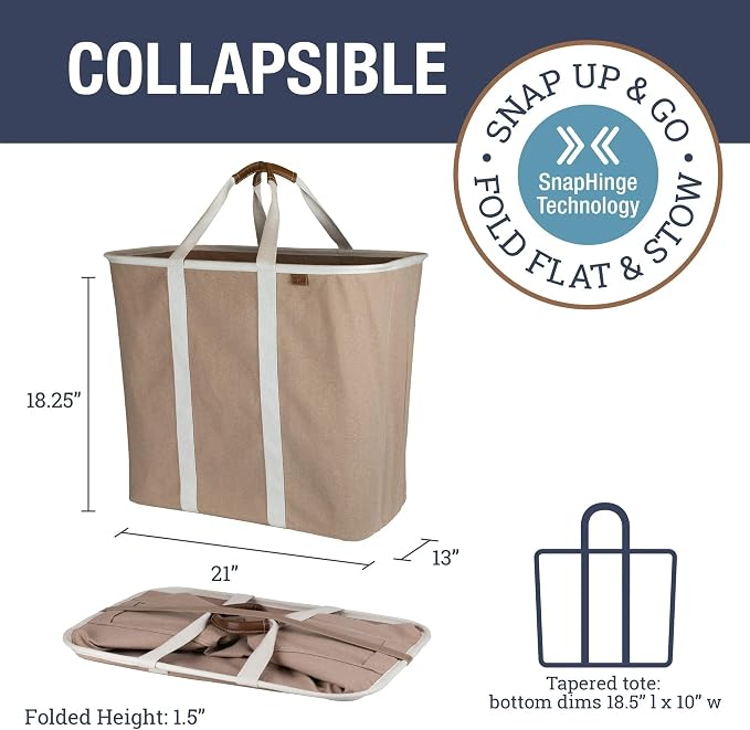CleverMade Collapsible Fabric Laundry Hamper Premium, 2 Pack - Image 2