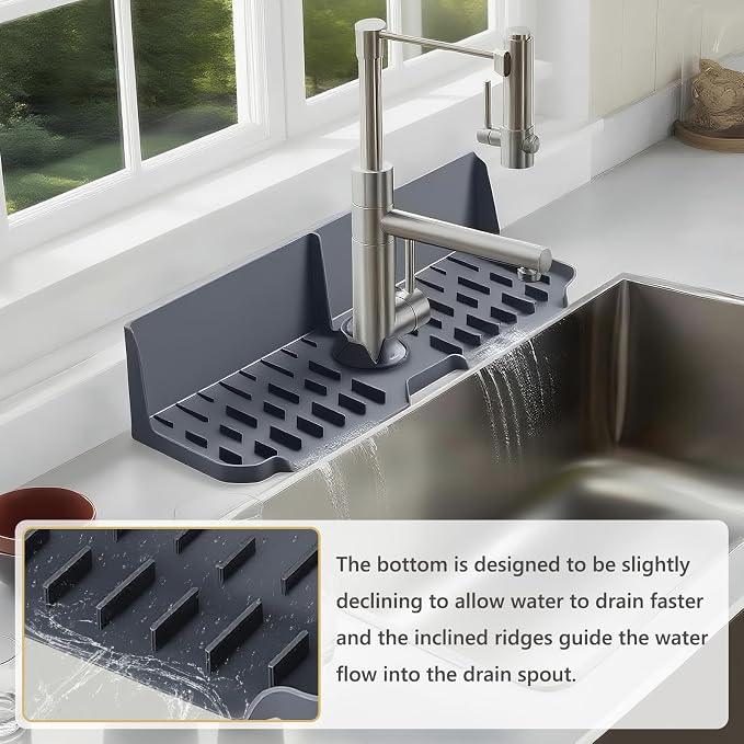 Sink Splash Guard Behind Faucet, Silicone Sink Faucet Drying Mat & Dish Soap - Image 5