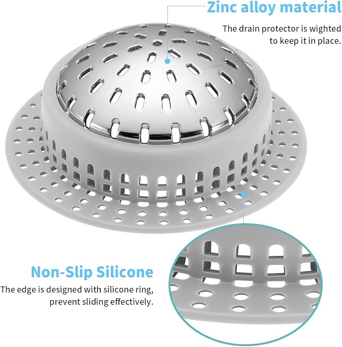Aluvor Bathtub Drain Hair Catcher Shower Drain Cover Sink Drain Protector | - Image 5