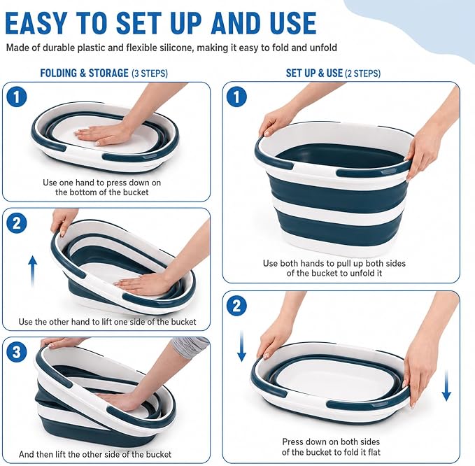 Coloch 2 Pack 16L/4.2 Gallon Collapsible Plastic Bucket, Foldable Mop Bucket - Image 4