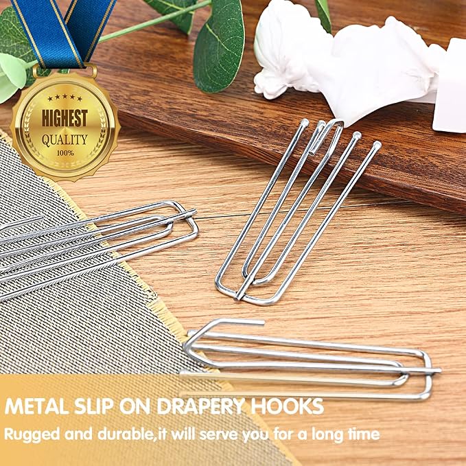 60 Pack Curtain Hooks for Drapes, 4-Prong Pinch Pleat Drapery Hooks | 60 sturdy - Image 2
