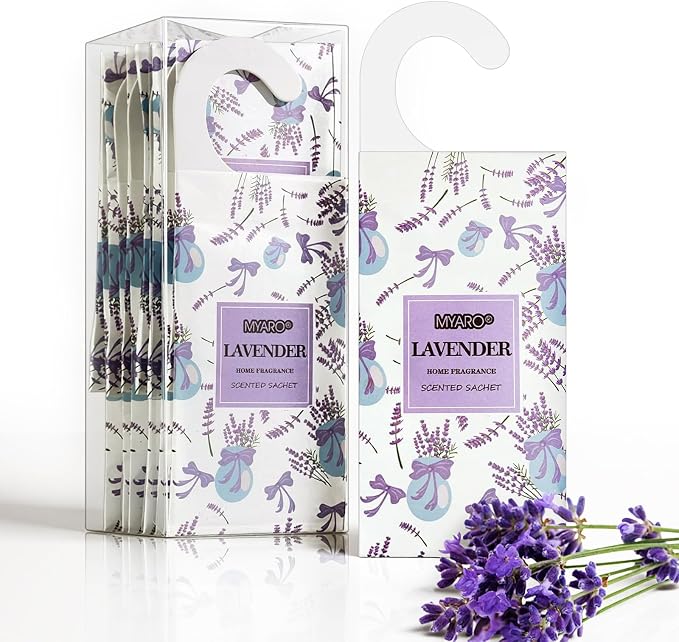 MYARO 12Pcs Lavender Sachets Hanging Car Air Freshener, Closet Deodorizer by MYARO