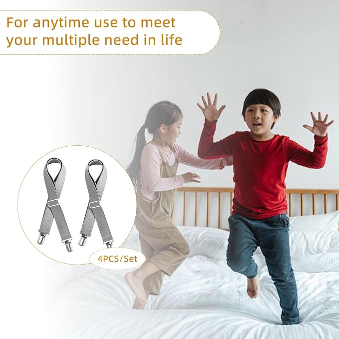 4Pcs Adjustable Bed Sheet Straps Clips, Elastic Mattress Sheet Fasteners Holder - Image 7
