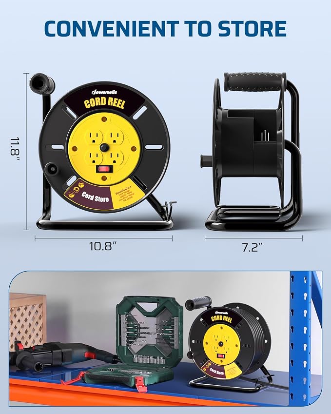 DEWENWILS Extension Cord Storage Reel, Hand Wind Retractable Open Cord Reel | - Image 6