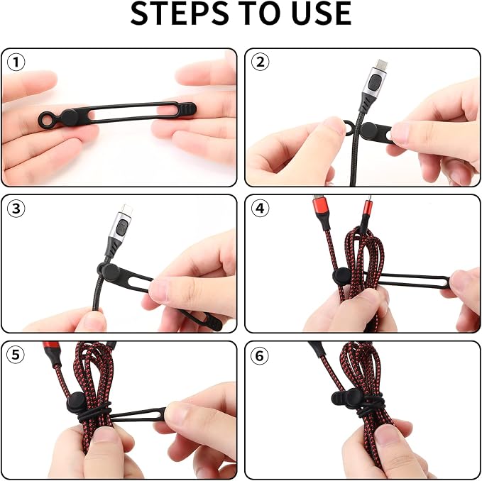 UMUST Silicone Cable Straps, Reusable Cable Ties，Travel Cord Organizer，Wire - Image 5