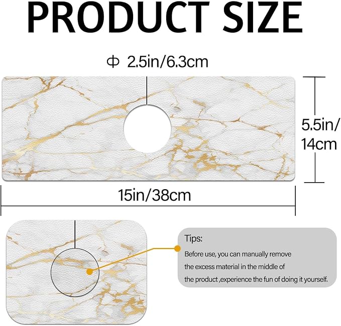 MCALK Marble White Kitchen Sink Faucet Mat Splash Guard, Absorbent Quick-Dry - Image 5