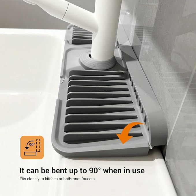 ZJWZLG Faucet Mat for Kitchen Sink, Snap-On Design & 7°slope Fast Drain - Image 3