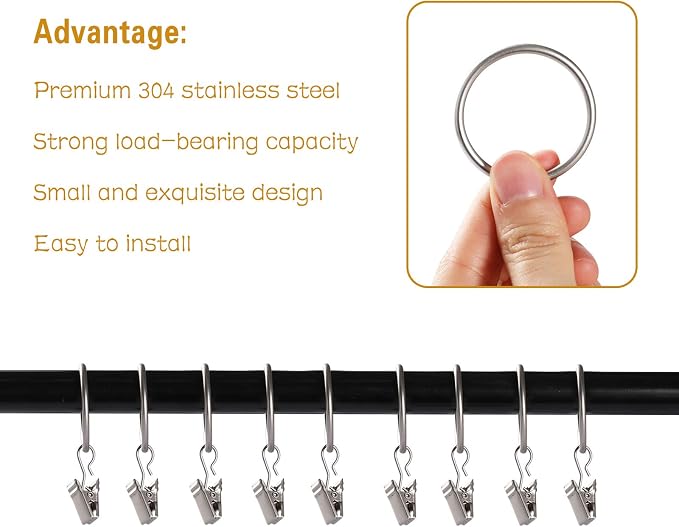 Lansian 44 Pack Curtain Rings - Image 4