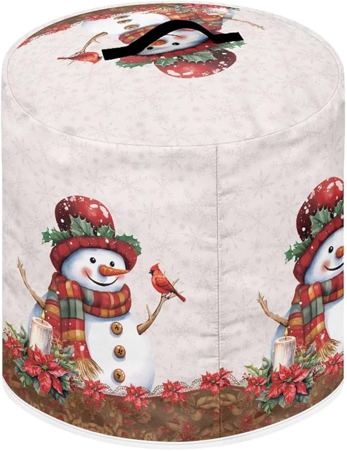 6 Quart Pressure Cooker Dust Cover with Top Handle and Storage Pocket Home Kitchen Decor Air Fryer Rice Cooker Stain-Resistant Cover Christmas Cute Snowman Print