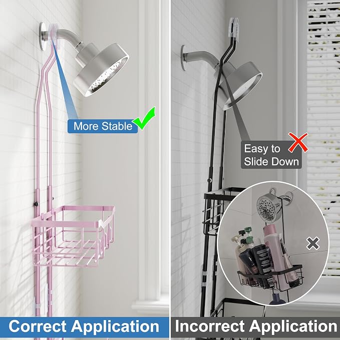 Shower Caddy, Upgraded Extended Length Shower Caddy Over Showerhead No Blocking - Image 5