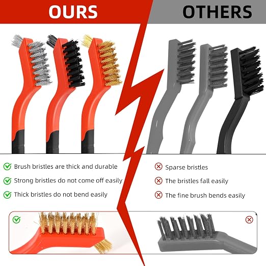 6PCS Wire Brushes for Cleaning Rust, Brass & StainlessSteel Bristles - Image 6