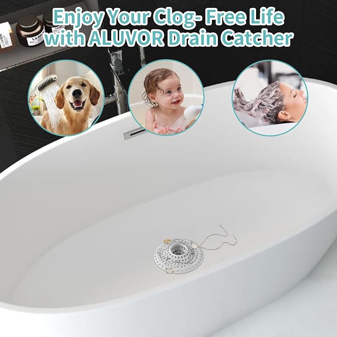 Aluvor Bathtub Drain Hair Catcher, Silicone Tub Hair Catcher Drain Protector | - Image 2