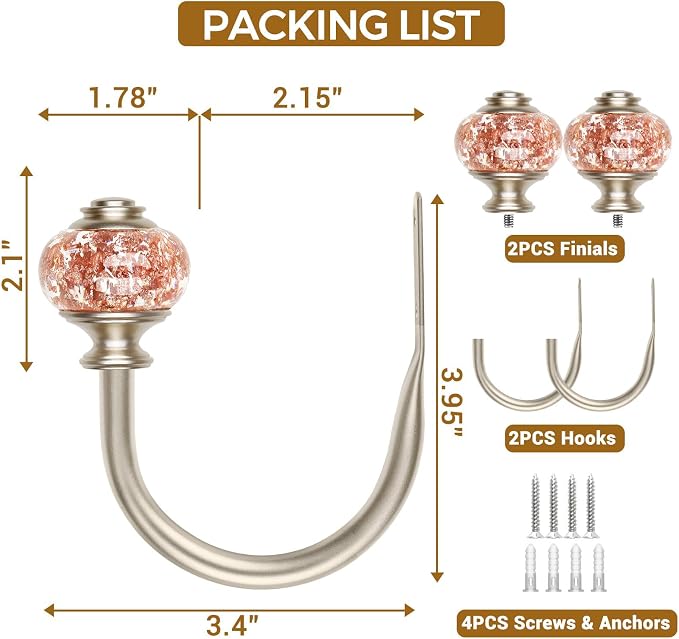 USFOOK Rose Gold Curtain Holdbacks, Decorative Drapery Tiebacks, 1 Pair | - Image 6