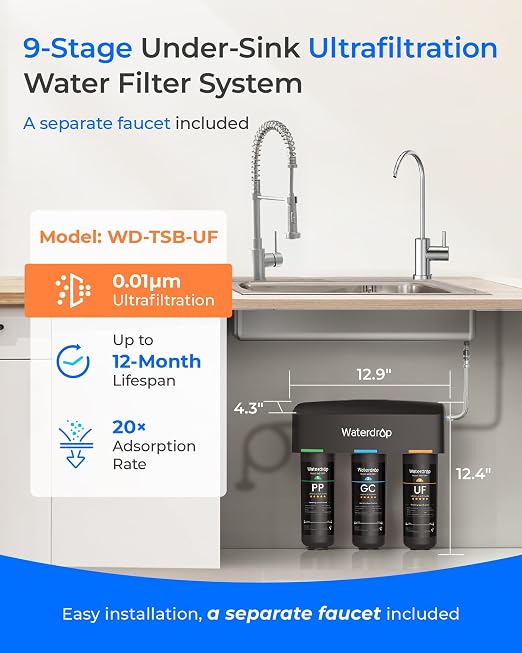 Waterdrop TSB-UF 0.01 μm Ultra Filtration Under Sink Water Filter System | - Image 2