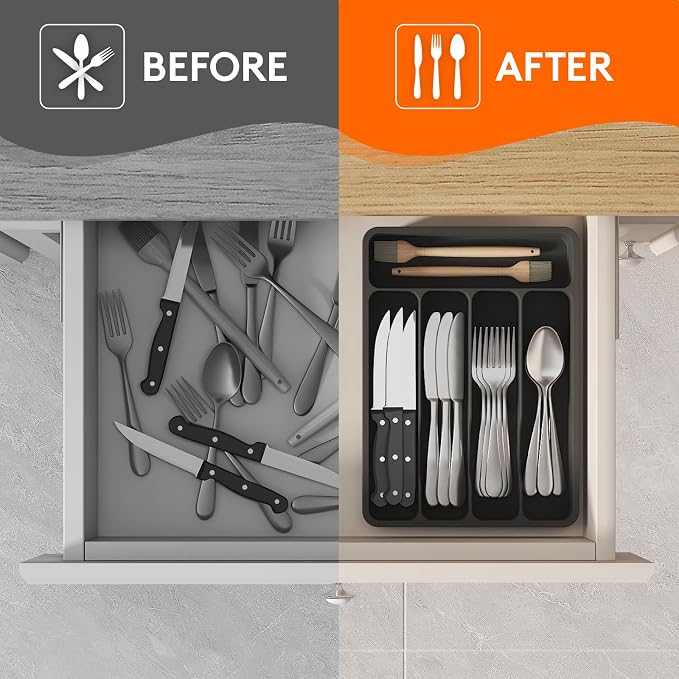 Lifewit Silverware Drawer Organizer Tray, Cutlery Storage - Image 6