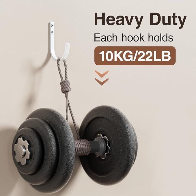 10-Pack 22LB Wall Hooks for Hanging Towel/Coat, for Outdoor, for Backpack - Image 2