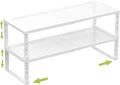 Expandable Cabinet Shelf Organizer Storage Spice Rack Shelves for Kitchen Stackable Adjustable Pantry Cupboard Bathroom Countertop Desktop(2Packs/White/Medium-with Hole)