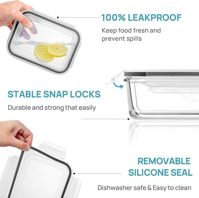 Vtopmart 5Pack 30oz Glass Meal Prep Container Sets - Image 6