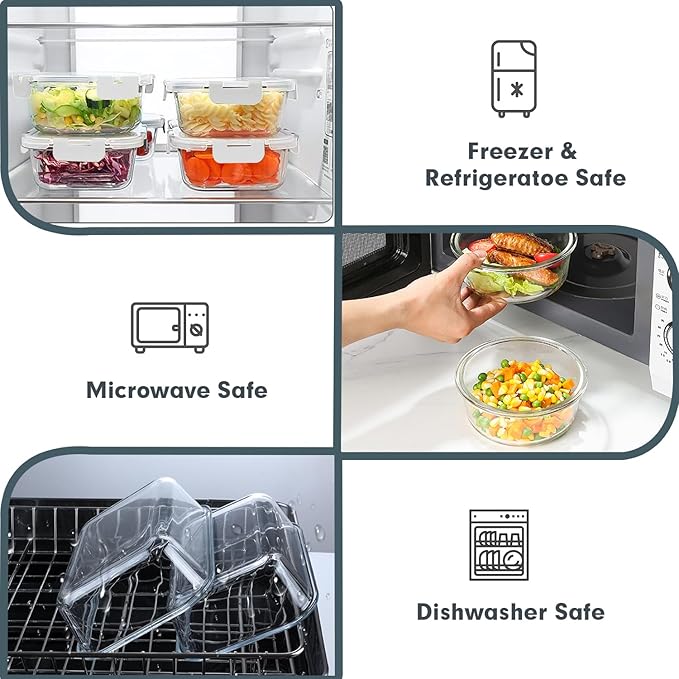 VERONES 30 Pieces Glass Food Storage Containers Set - Image 3