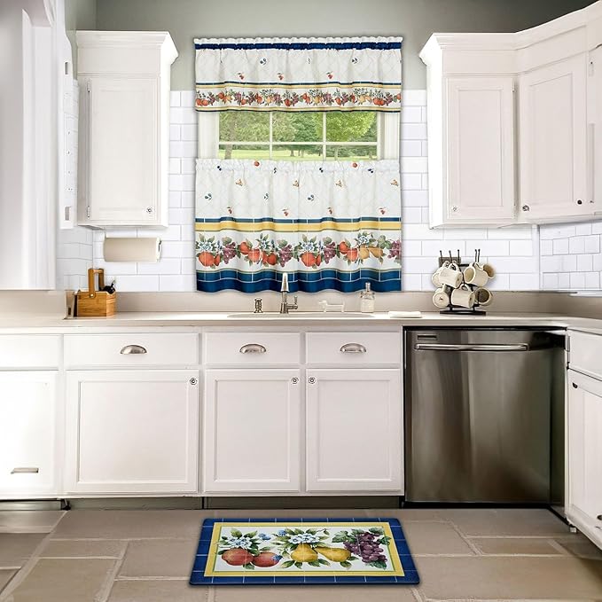 Anti-Fatigue Floor Comfort Mat - 18 x 30 Inch (Fruity Tiles) - Waterproof Non-Slip Rug - Easy to Clean Cushioned Mat for Kitchen, Bathroom, Standing Desk & Office - Achim Home Decor Multi Color