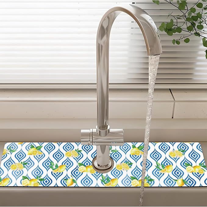 Patterned Sink Faucet Mat Kitchen Splash Guard Super Absorbent Drying Mat - Image 2