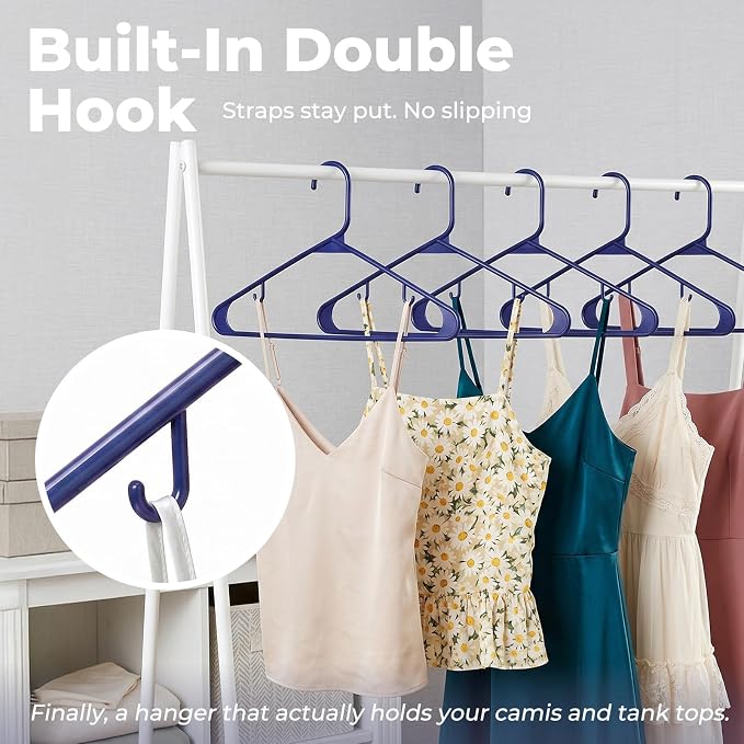 HOUSE DAY Blue Plastic Hangers 120 Pack, Slim Space-Saving Clothes Hangers | - Image 7