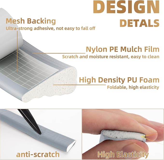 Kneelisa 196” Wedge-Shape Foam Window Weather Stripping Door Seal | - Image 3