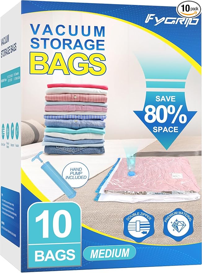 80% Space Saver Vacuum Storage Bags by Fygrip
