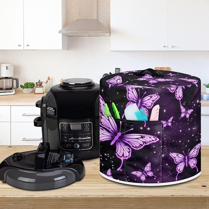 Purple Butterfly Dust Cover Compatible with 6 qt Instant Pot and Extra Accessories, for Electric Pressure Cooker Rice Cooker and Air Fryer Insulated Protector Cover Keep Appliance Clean