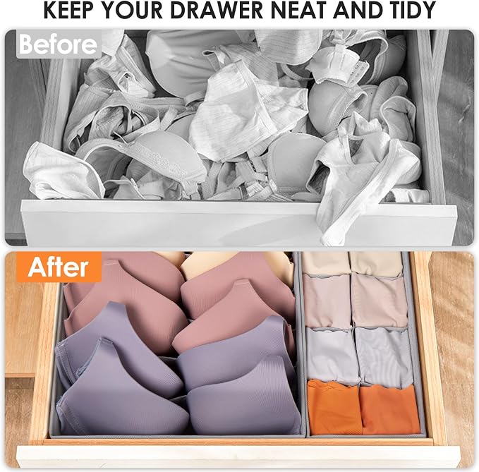 16 Pack Sock Underwear Drawer Organizer, 96 Cells Dresser Organizer - Image 6
