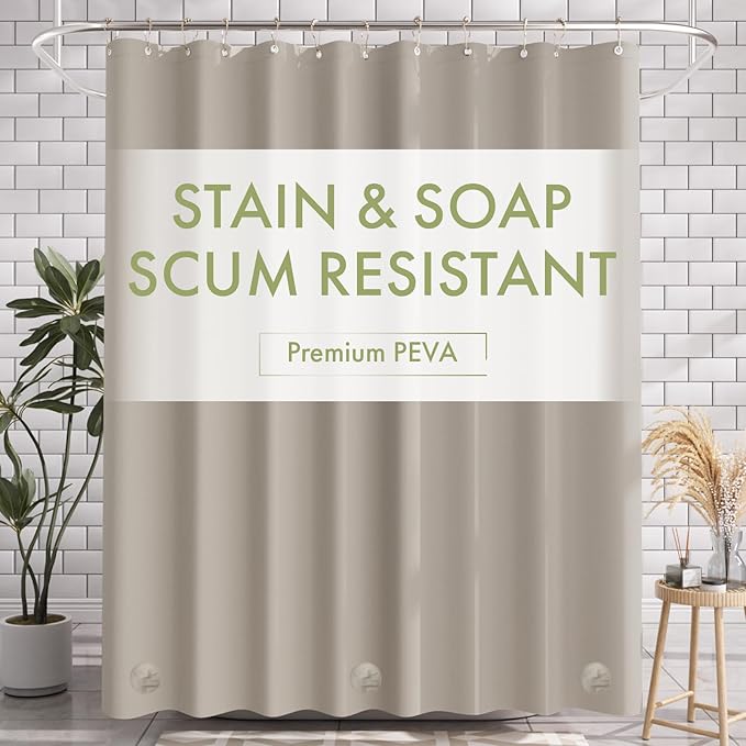 AmazerBath Shower Curtain Liner, 72x72 Tan Shower Liner, Cute Plastic Shower by AmazerBath