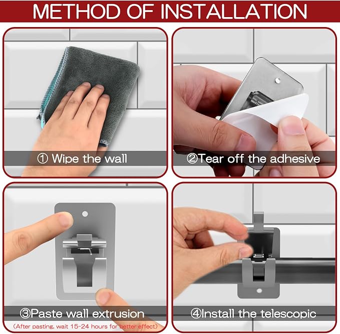 CIEMGNZOC 4PCS No Drill Curtain Brackets, Self-Adhesive Rods, Nail Free - Image 6