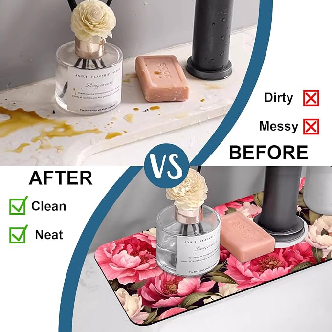 Faucet Mat for Kitchen Sink Absorbent Splash Guard Bathroom 15.5"X5.5" - Image 6