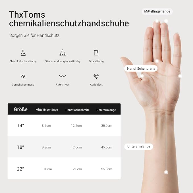 ThxToms Chemical Resistant Gloves, Long Rubber Gloves, Puncture Resistant | - Image 5
