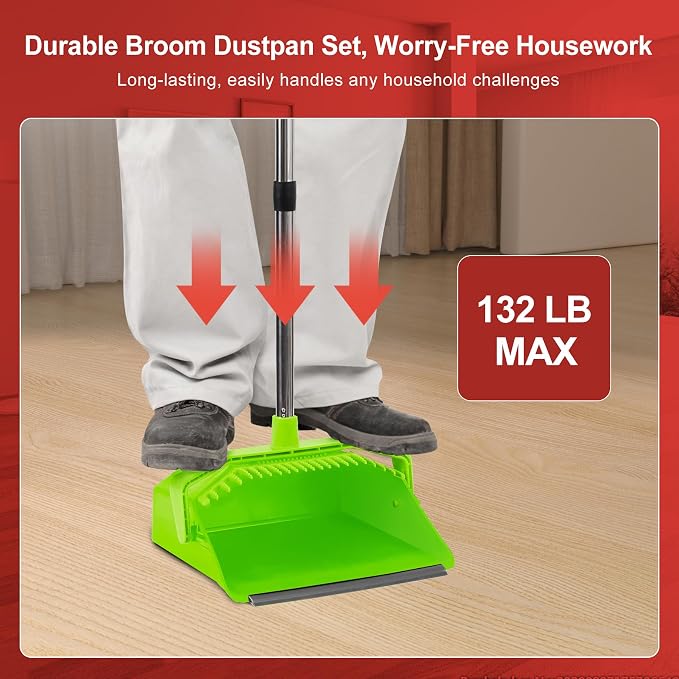 Broom and Dustpan Set for Home, ZeroGap Lip, Upright Storage Broom Combo for - Image 3