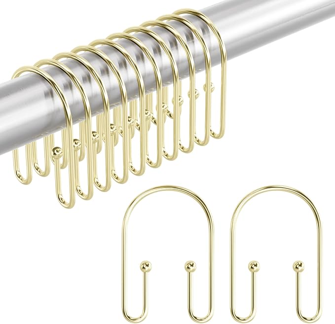 AmazerBath Shower Curtain Hooks, Non-Slip Simple Double Hook Shower Curtain - Image 9
