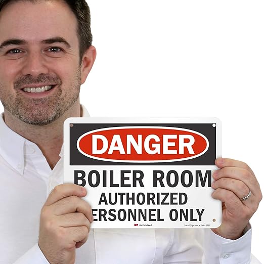 "Danger - Boiler Room, Authorized Personnel Only" Sign by SmartSign | 7" x 10" 3M Reflective Aluminum