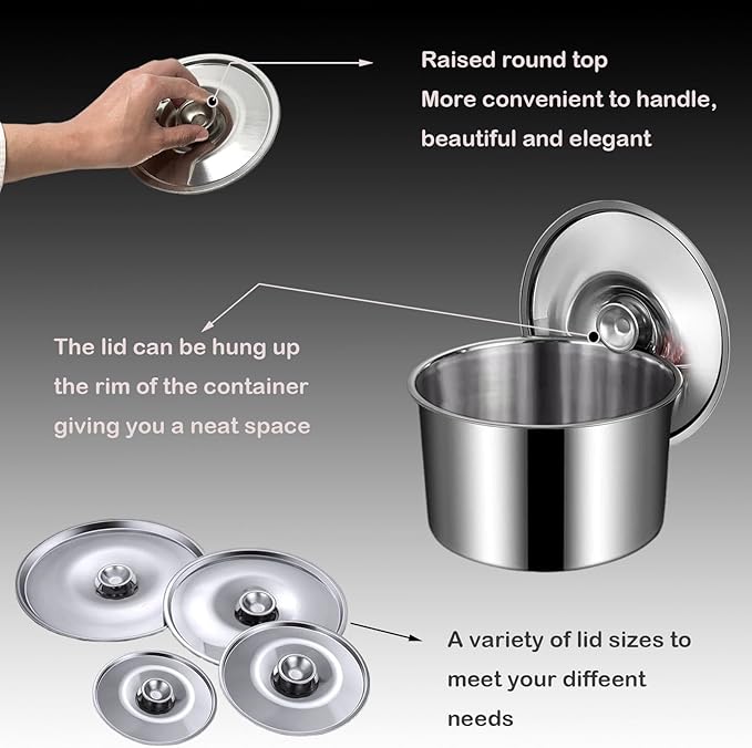Universal Lid, 2Pcs Stainless Steel Cover Bowl 4.7Inch Mini Pan Lid Milk Pot Lid Cookware Lid Replacement Accessories for Skillets Frying Pans, 12cm