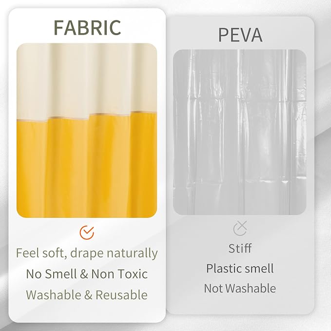 ALYVIA SPRING Waterproof Fabric Shower Curtain or Liner Cream/Yellow - Image 4