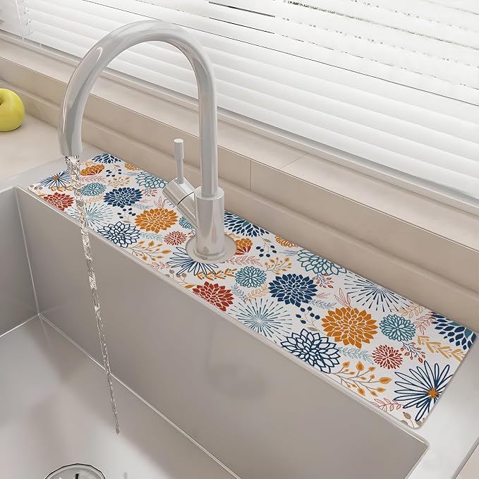 24" X 5.5" Kitchen Sink Splash Guard Faucet Mat Mandala Super Absorbent Fast by Unknown