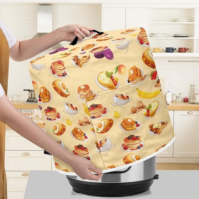 Cute Food Pattern Kitchen Appliance Cover for 8 qt Pressure Cooker,Small Appliance Dust Cover for Electric Pressure Cooker/Air Fryer/Rice Cooker/Steamer/Toaster/Oven,Washable