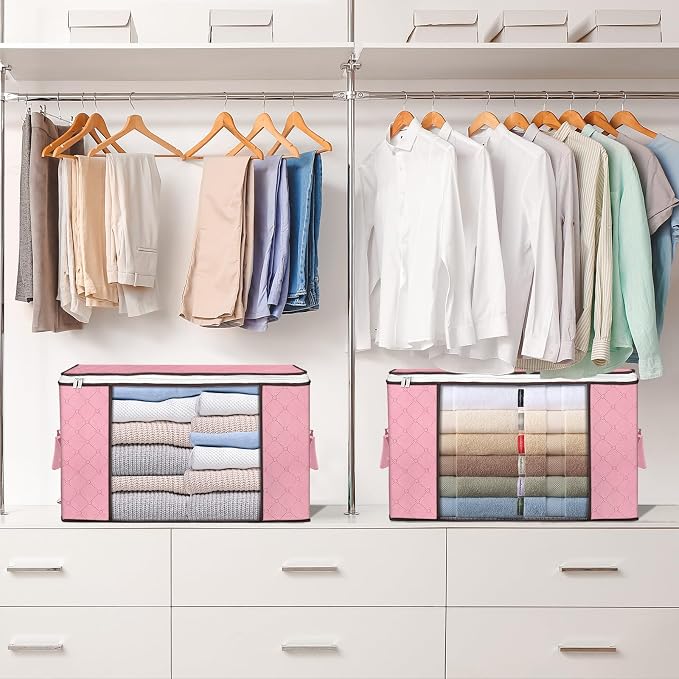 90L Large Storage Bags, 4 Pack Clothes Storage Bins Closet Organizers | - Image 7