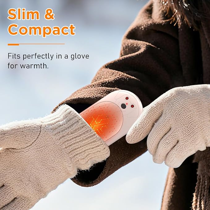 AI Hand Warmers Rechargeable 2 Pack, 6000mAh Electric Pocket Heater with 20H Heating, 3 Levels, Snap-On 2-in-1 Design, Winter Gift for Men & Women, Hiking, Hunting, Outdoor