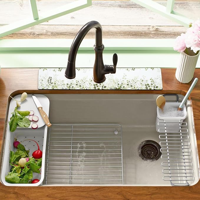 Sink Faucet Absorbing Mat, 2 Pack Drying Mat Around Faucet Sink Splash Guard - Image 6