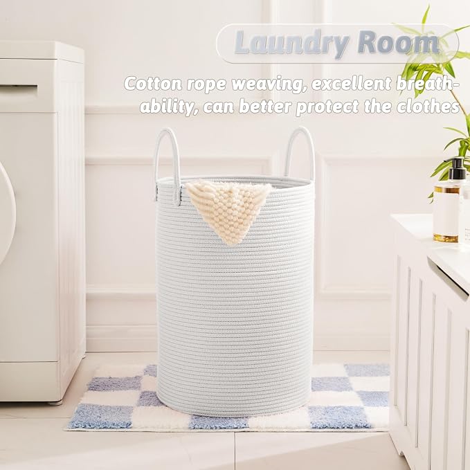Artfeel Laundry Basket, Woven Cotton Rope Laundry Hamper, 100L - Image 5