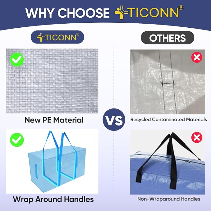 TICONN 4 Pack Extra Large Moving Bags Heavy Duty - Image 4
