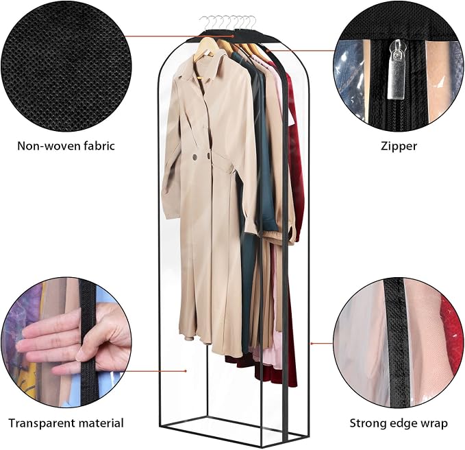 Univivi Garment Bags for Hanging Clothes, All Clear Fabric, 10 In Gusset - Image 5