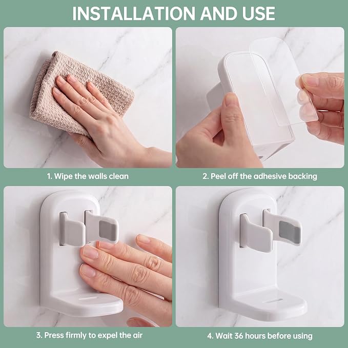 PAVSTINE 2-Pack Self Adhesive Electric Toothbrush Holder, Quick-Dry Ventilation - Image 6